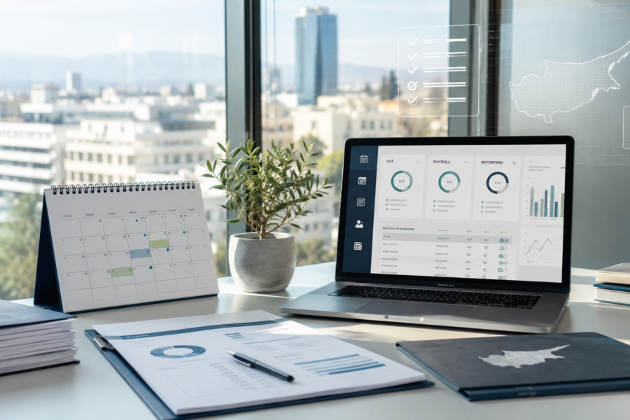 Finance operations calendar and reporting dashboard for Cyprus business deadline management