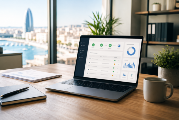 Modern finance workspace showing a payroll control dashboard with payment schedules and approval checkpoints.