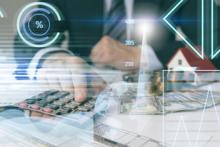 business concept with calculator close up
