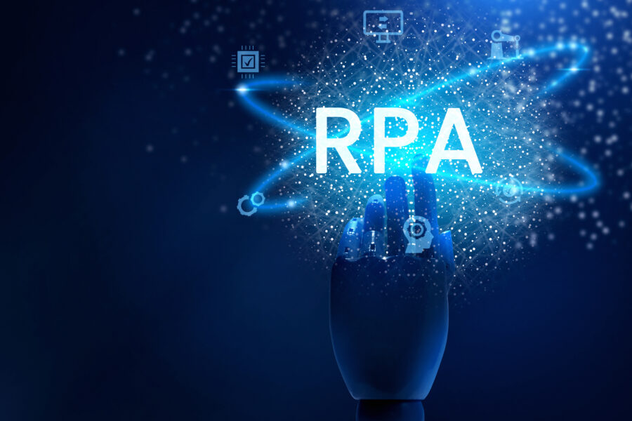 rpa concept with robotic hand